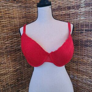 JUICY COUTURE Full Coverage Bra 40D Red Lightly Padded Black Juicy Lettering